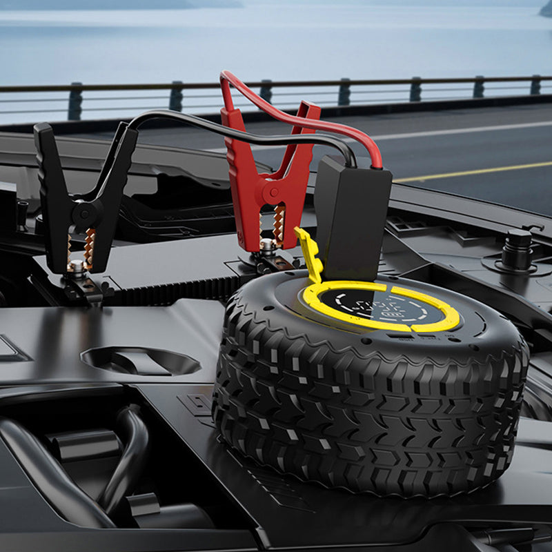 📢📢50% DE RÉDUCTION !! ⏰ 4-en-1 : Aide-démarrage + Gonfleur de pneus 🔋 — Compresseur portable puissant, compact et fiable ⚡ Idéal pour les urgences routières 🛠️