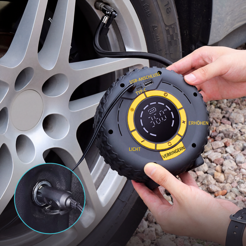 📢📢50% DE RÉDUCTION !! ⏰ 4-en-1 : Aide-démarrage + Gonfleur de pneus 🔋 — Compresseur portable puissant, compact et fiable ⚡ Idéal pour les urgences routières 🛠️