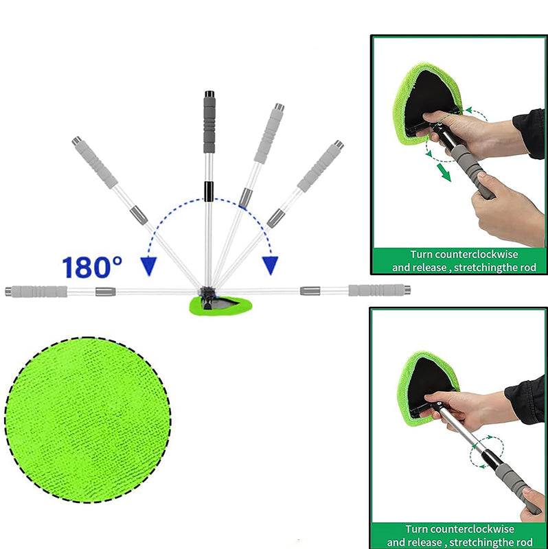 🚗PROMO FLASH 50% ! Kit nettoyage pare-brise manche télescopique🧽Tête 180°, sans trace, atteignez tous les coins