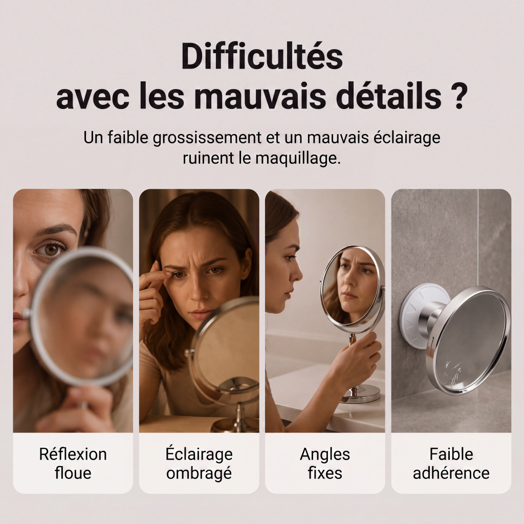 💄 50% DE RÉDUCTION! 🔍 Miroir grossissant x10 – LED & ventouse pour maquillage précis ✨