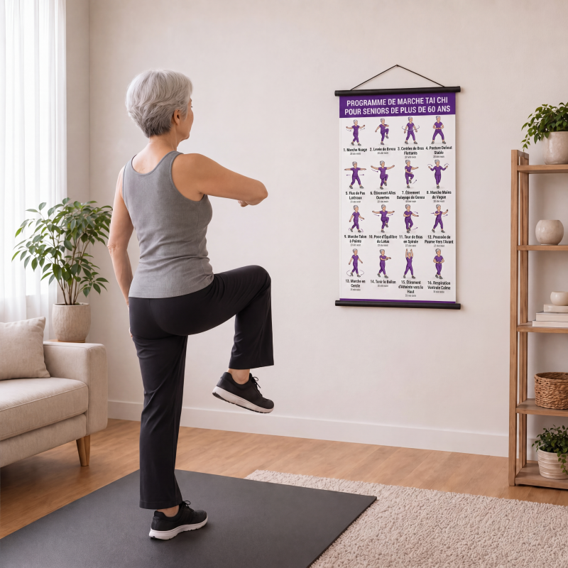 🧘 50 % DE RÉDUCTION EN CE MOMENT ! 📋 Affiche d'exercices de tai-chi pour les seniors – Mouvements faciles à suivre, gros caractères et illustrations – Exercices quotidiens en douceur pour l'équilibre et la souplesse 💪