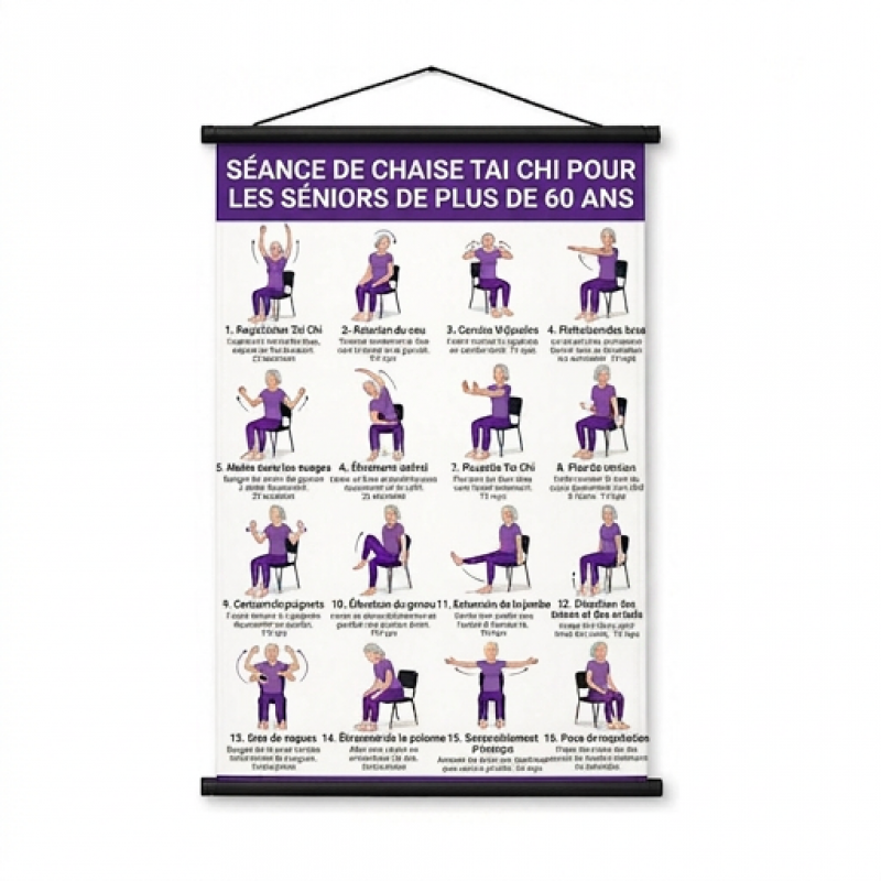 🧘 50 % DE RÉDUCTION EN CE MOMENT ! 📋 Affiche d'exercices de tai-chi pour les seniors – Mouvements faciles à suivre, gros caractères et illustrations – Exercices quotidiens en douceur pour l'équilibre et la souplesse 💪
