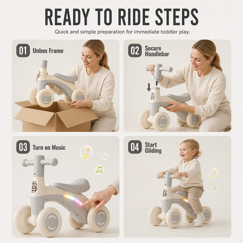 🚲 60 % DE RÉDUCTION ! 🎵 Vélo d'équilibre pour bébé avec musique et lumières – Coloré, sûr et favorisant le développement moteur – Idéal pour bouger en s'amusant dans la chambre d'enfant ✨