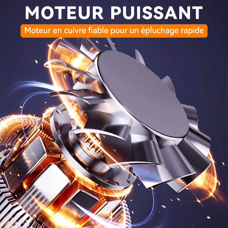 🔪 Éplucheur électrique 5 lames – Moteur cuivre puissant, extraction en 1 bouton, démontable et sans danger alimentaire – Batterie 1300 mAh, gain de temps en cuisine 🥕🍎