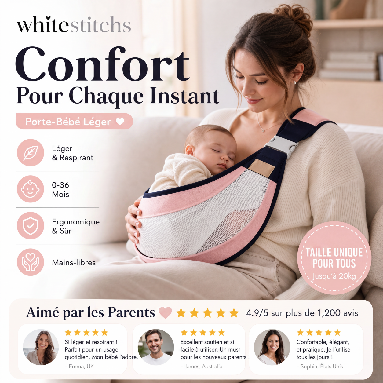 👶💛 50 % DE RÉDUCTION EN CE MOMENT ! Porte-bébé 4 en 1 avec maille respirante – 0 à 36 mois, position ventrale et dorsale – Proche de bébé, les mains libres ✨