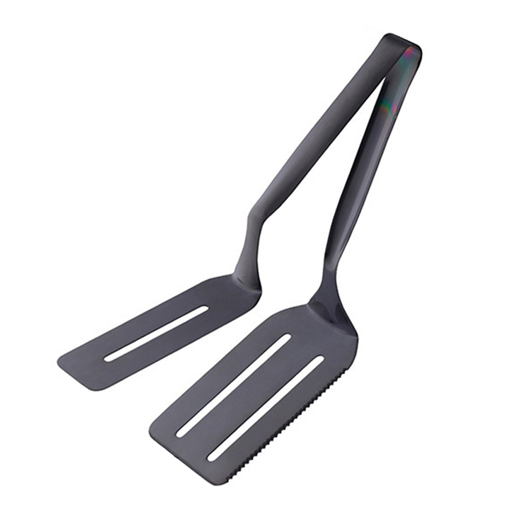🥩🔥 Pince à steak 3-en-1 en acier inoxydable – Bord tranchant dentelé avec spatule et surface ajourée
