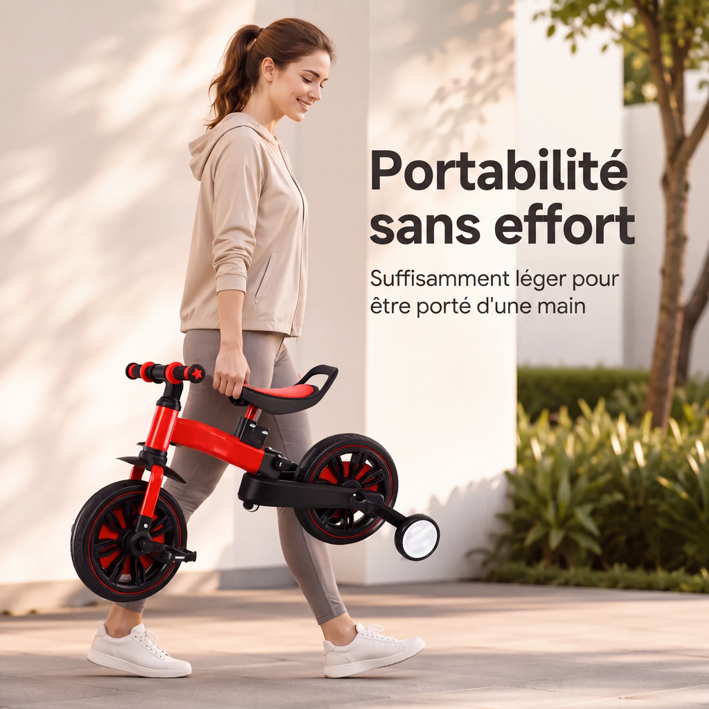 💥 50 % de réduction ! 🚲 Tricycle 3-en-1 pour enfants – poussette, tricycle et draisienne. Léger (2,8 kg) et pliable. Acier au carbone haute résistance, roues en EVA. Pour les enfants de 2 à 6 ans, poids max. 90 kg. Rouge/Bleu/Rose/Jaune 🛡️