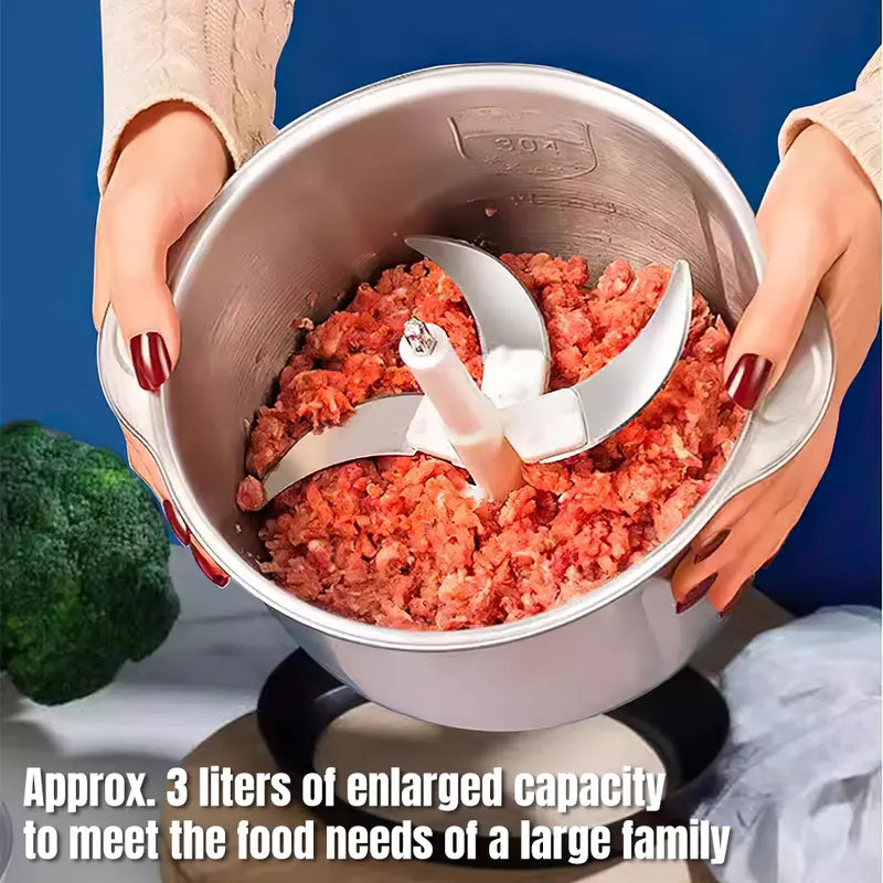 🥩 Hachoir à viande électrique de 300 W – Grande capacité (2 à 3 L) pour la viande, les légumes et la préparation des repas