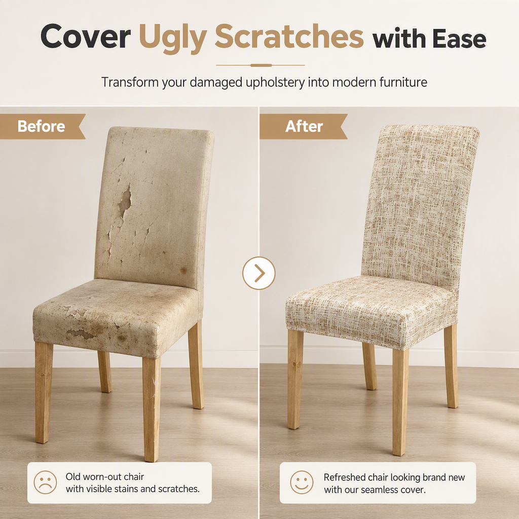 🪑 50 % DE RÉDUCTION ! 🍽️ Housse de chaise à motif gaufré – Ultra-élastique et relooking instantané ✨