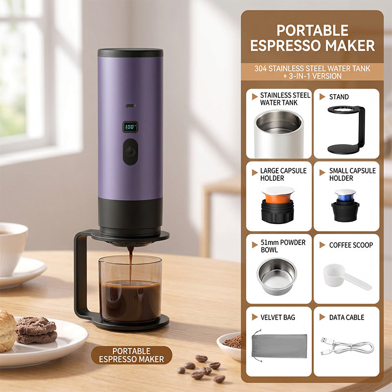 ☕ PROMO -50% ✨ Machine à Espresso Portable — Écran Numérique & Recharge USB-C ☕