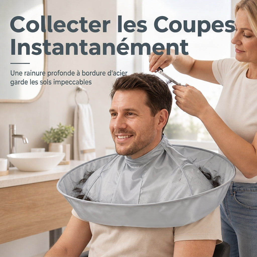 ✂️ 50 % DE RÉDUCTION EN CE MOMENT ! ✨ Cape de coupe avec récupérateur de cheveux – Empêche les cheveux coupés de tomber sur les vêtements et le sol