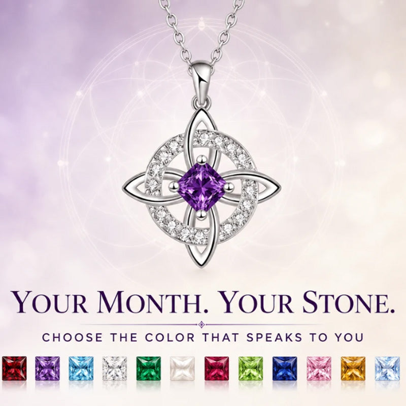 ☘️ Collier avec nœud celtique et pierre de naissance – Élégant et réglable, pour le quotidien comme pour les grandes occasions