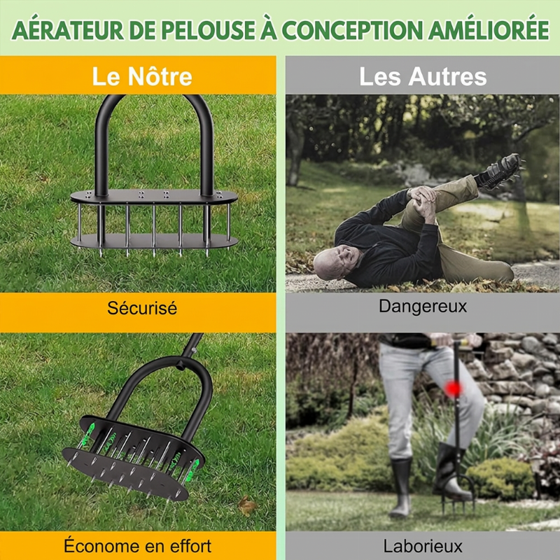 🌱 PROMO FLASH : 50% DE RÉDUCTION ! Aérateur de Gazon Manuel à Carottage – Acier au Carbone Résistant, Poignée Réglable & Éjection à Ressort for une Pelouse Plus Verte et Plus Saine ✨🛠️