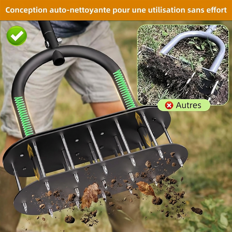 🌱 PROMO FLASH : 50% DE RÉDUCTION ! Aérateur de Gazon Manuel à Carottage – Acier au Carbone Résistant, Poignée Réglable & Éjection à Ressort for une Pelouse Plus Verte et Plus Saine ✨🛠️