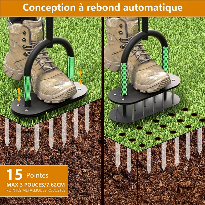 🌱 PROMO FLASH : 50% DE RÉDUCTION ! Aérateur de Gazon Manuel à Carottage – Acier au Carbone Résistant, Poignée Réglable & Éjection à Ressort for une Pelouse Plus Verte et Plus Saine ✨🛠️