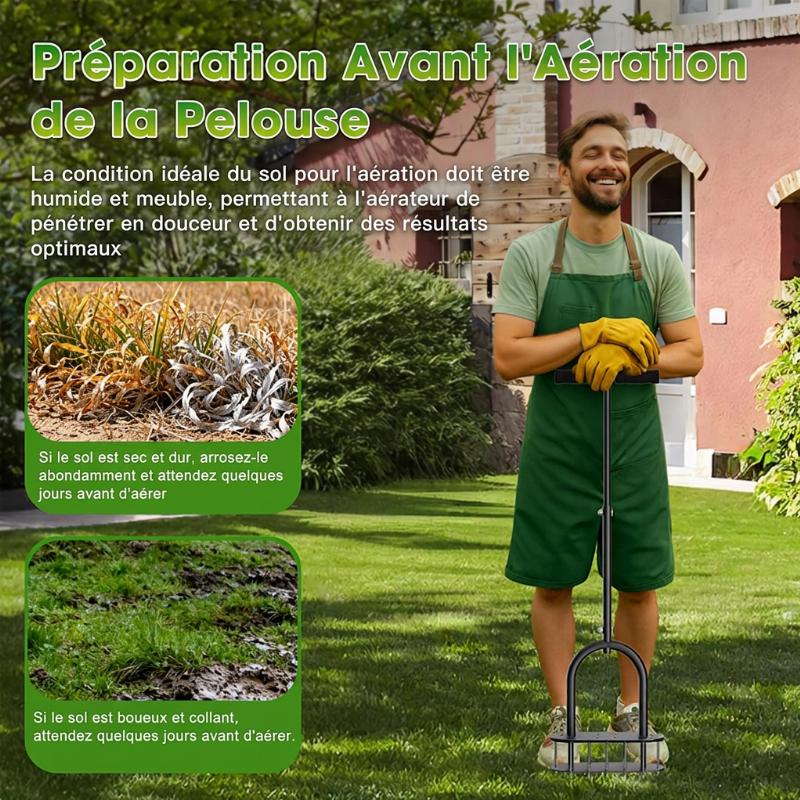 🌱 PROMO FLASH : 50% DE RÉDUCTION ! Aérateur de Gazon Manuel à Carottage – Acier au Carbone Résistant, Poignée Réglable & Éjection à Ressort for une Pelouse Plus Verte et Plus Saine ✨🛠️