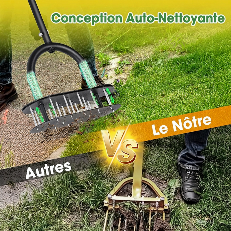 🌱 PROMO FLASH : 50% DE RÉDUCTION ! Aérateur de Gazon Manuel à Carottage – Acier au Carbone Résistant, Poignée Réglable & Éjection à Ressort for une Pelouse Plus Verte et Plus Saine ✨🛠️