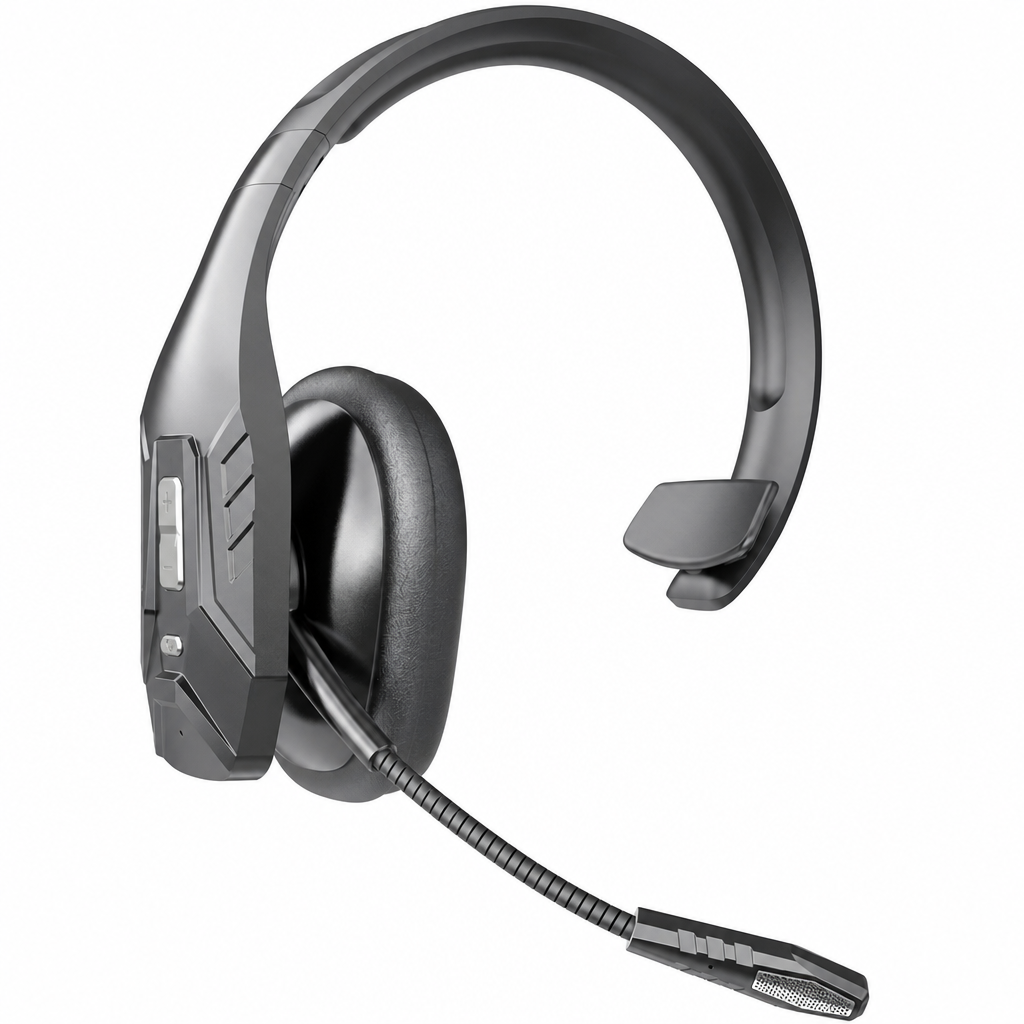 Casque sans fil Bluetooth pour centre d'appels, doté de la technologie ENC (suppression du bruit ambiant) et de l'appairage automatique, destiné au service client et aux chauffeurs routiers