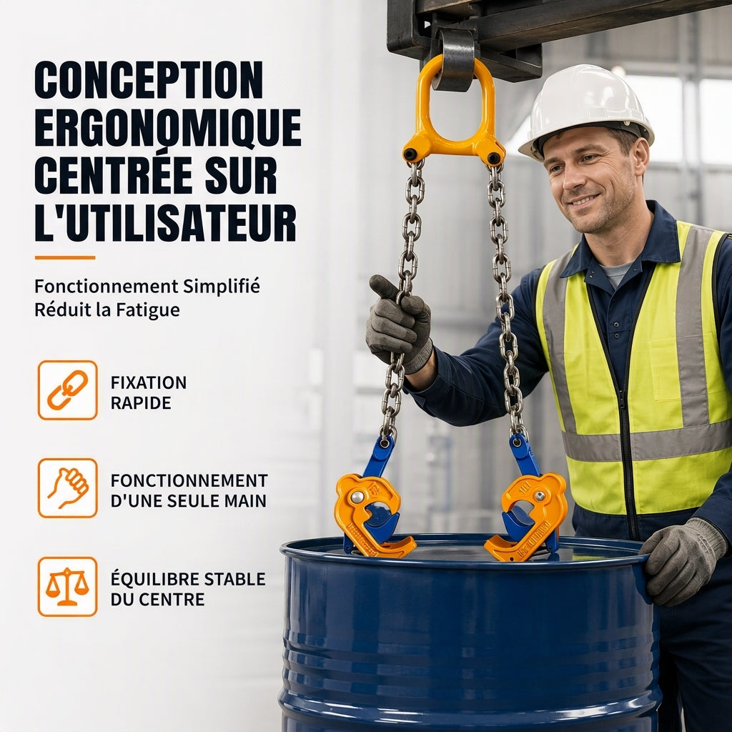 🛢️50 % DE RÉDUCTION✨Pince de levage robuste pour fûts d'huile – Élévateur pour chariots élévateurs et grues, destiné aux fûts en acier et en métal, pour un levage sûr et résistant💥