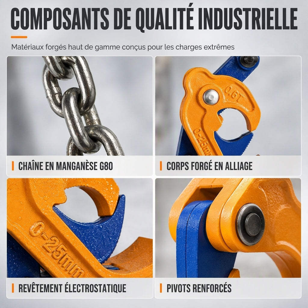 🛢️50 % DE RÉDUCTION✨Pince de levage robuste pour fûts d'huile – Élévateur pour chariots élévateurs et grues, destiné aux fûts en acier et en métal, pour un levage sûr et résistant💥
