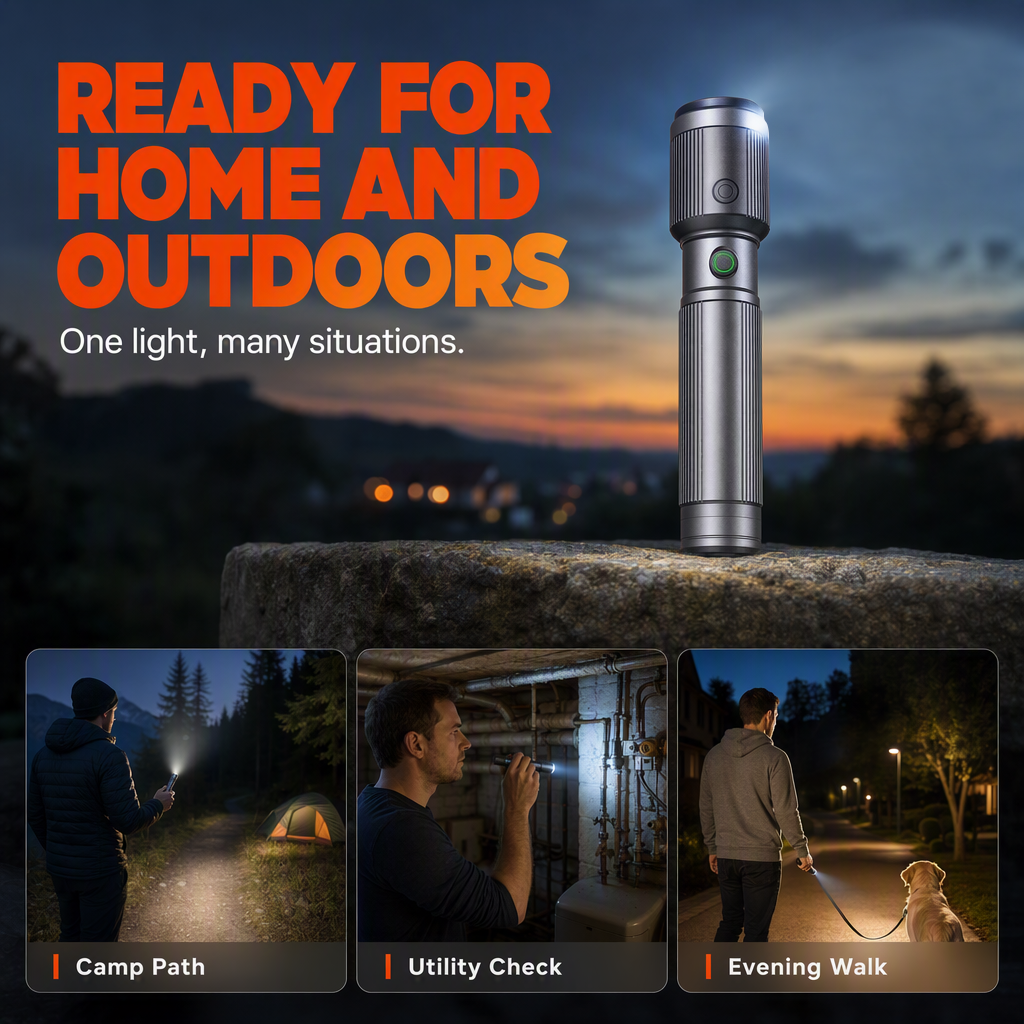 🔥50 % DE RÉDUCTION🔦 Lampe torche rechargeable à focale variable – Faisceau réglable pour le camping, les travaux de bricolage et les situations d'urgence
