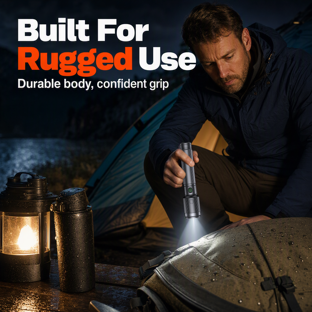 🔥50 % DE RÉDUCTION🔦 Lampe torche rechargeable à focale variable – Faisceau réglable pour le camping, les travaux de bricolage et les situations d'urgence