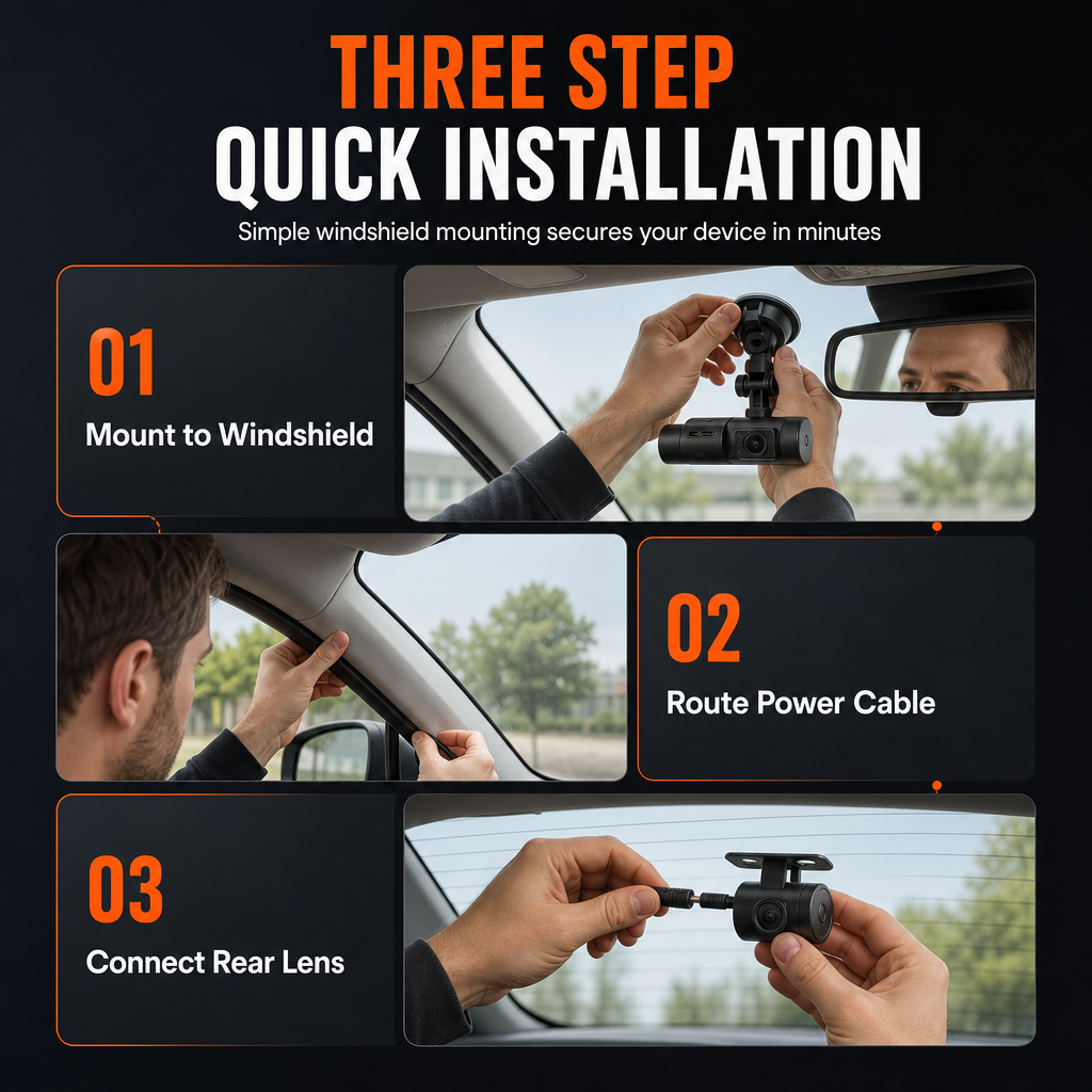 🚗50 % DE RÉDUCTION🎥Caméra embarquée HD 1080p à 3 canaux pour tableau de bord