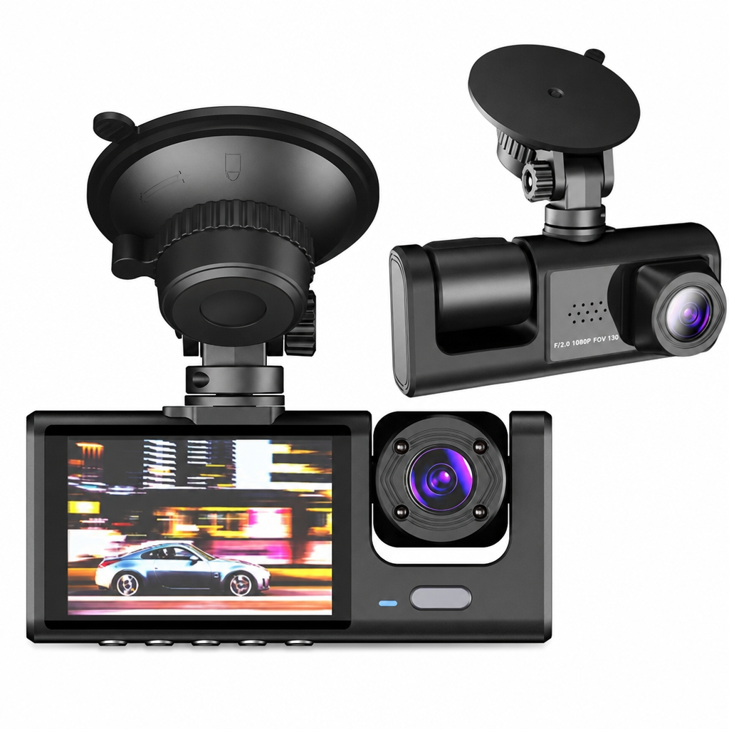 🚗50 % DE RÉDUCTION🎥Caméra embarquée HD 1080p à 3 canaux pour tableau de bord
