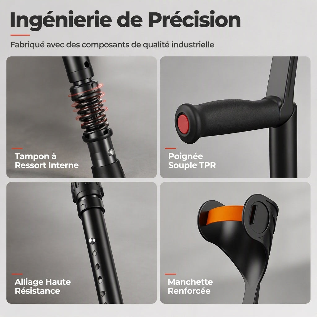 📢📢 -50% !! ⏰ Béquilles de marche pliantes avec avant-bras – Antidérapantes & aide à la mobilité ✨💪