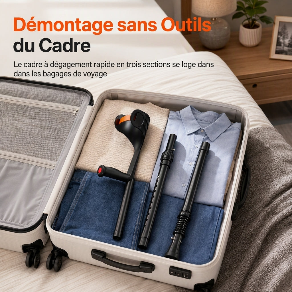 📢📢 -50% !! ⏰ Béquilles de marche pliantes avec avant-bras – Antidérapantes & aide à la mobilité ✨💪