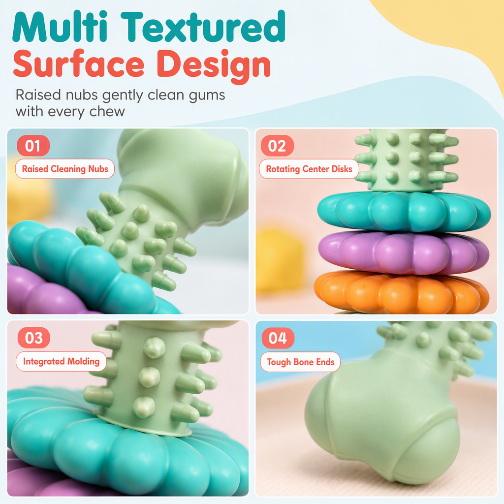 🐶 50 % DE RÉDUCTION ! 🦴 Jouet à mâcher texturé en TPR pour chiens, nettoie les dents et résiste aux morsures ✨