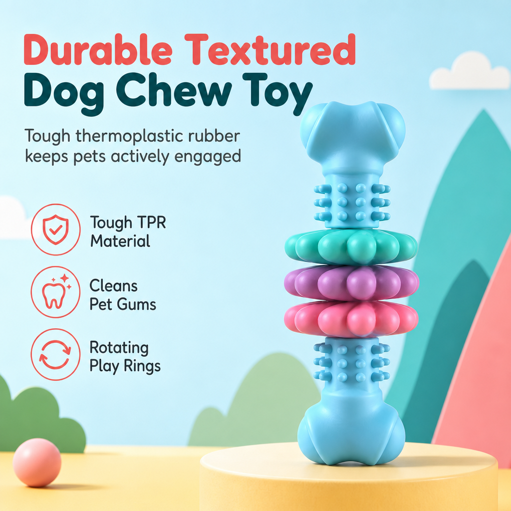 🐶 50 % DE RÉDUCTION ! 🦴 Jouet à mâcher texturé en TPR pour chiens, nettoie les dents et résiste aux morsures ✨