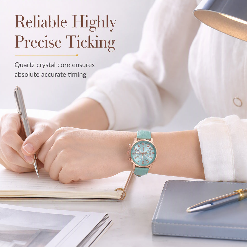 ⌚ 50 % DE RÉDUCTION ! 🌸 Montre à quartz pour femme, au design épuré, avec bracelet en cuir et cadran à trois index