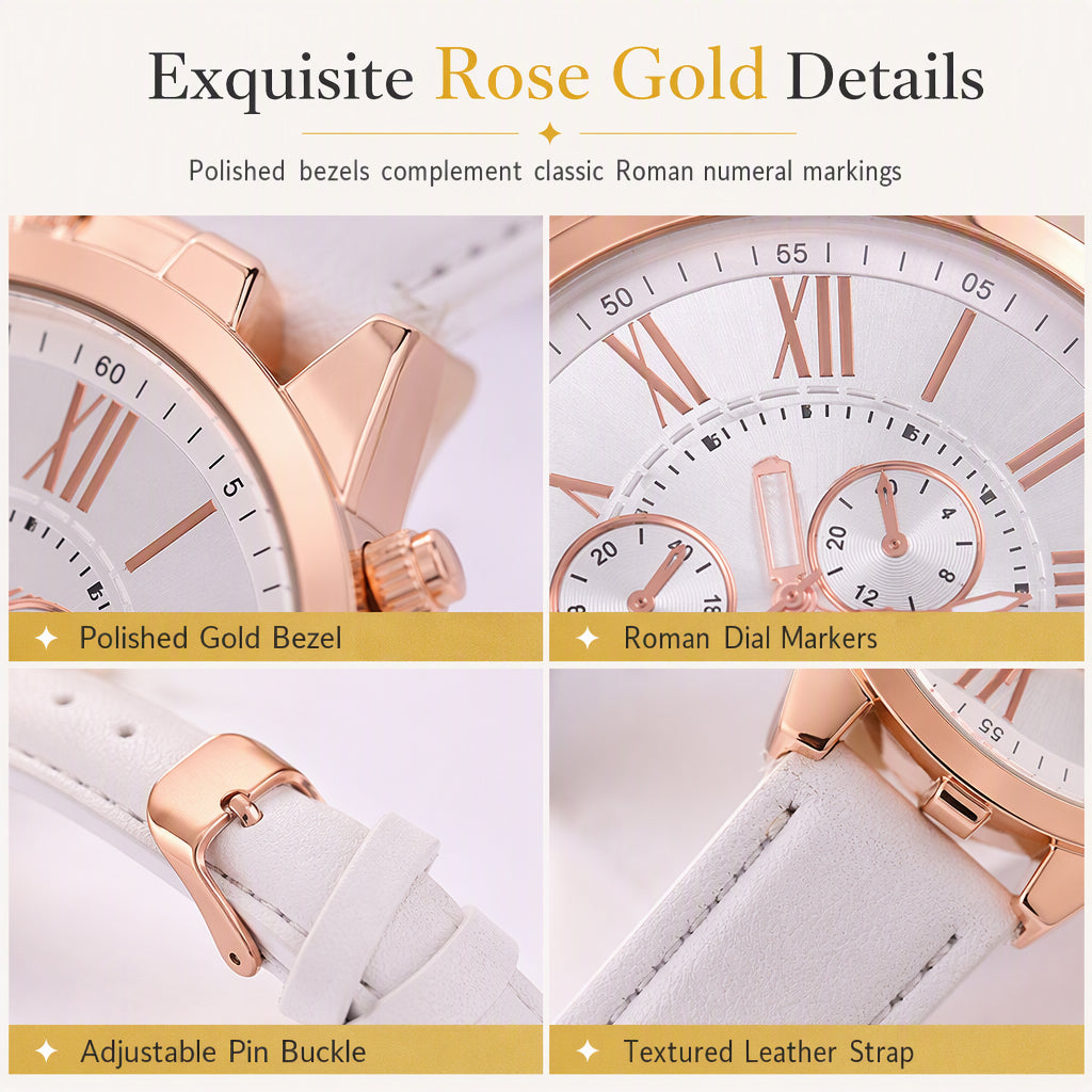 ⌚ 50 % DE RÉDUCTION ! 🌸 Montre à quartz pour femme, au design épuré, avec bracelet en cuir et cadran à trois index