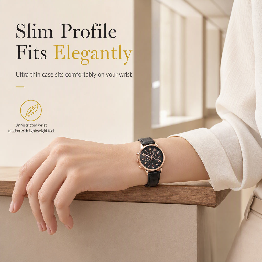 ⌚ 50 % DE RÉDUCTION ! 🌸 Montre à quartz pour femme, au design épuré, avec bracelet en cuir et cadran à trois index