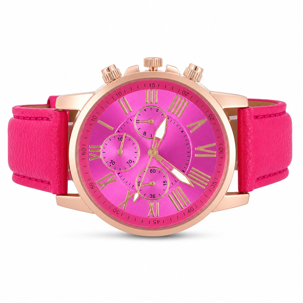 ⌚ 50 % DE RÉDUCTION ! 🌸 Montre à quartz pour femme, au design épuré, avec bracelet en cuir et cadran à trois index