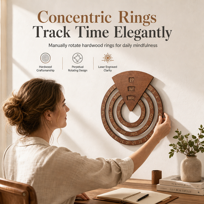 ⏳Offre à durée limitée : -50 %⏰Calendrier perpétuel rotatif en bois (forme circulaire)🪵📅