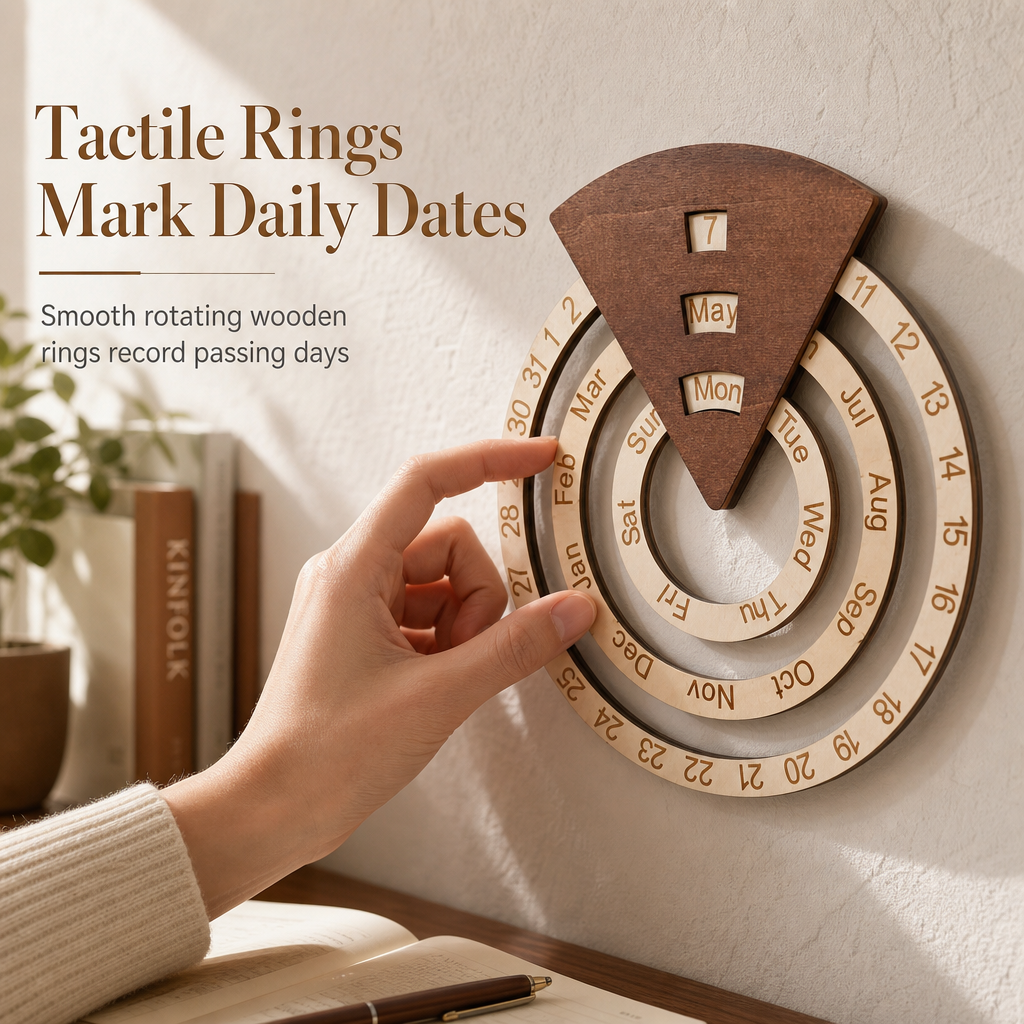 ⏳Offre à durée limitée : -50 %⏰Calendrier perpétuel rotatif en bois (forme circulaire)🪵📅