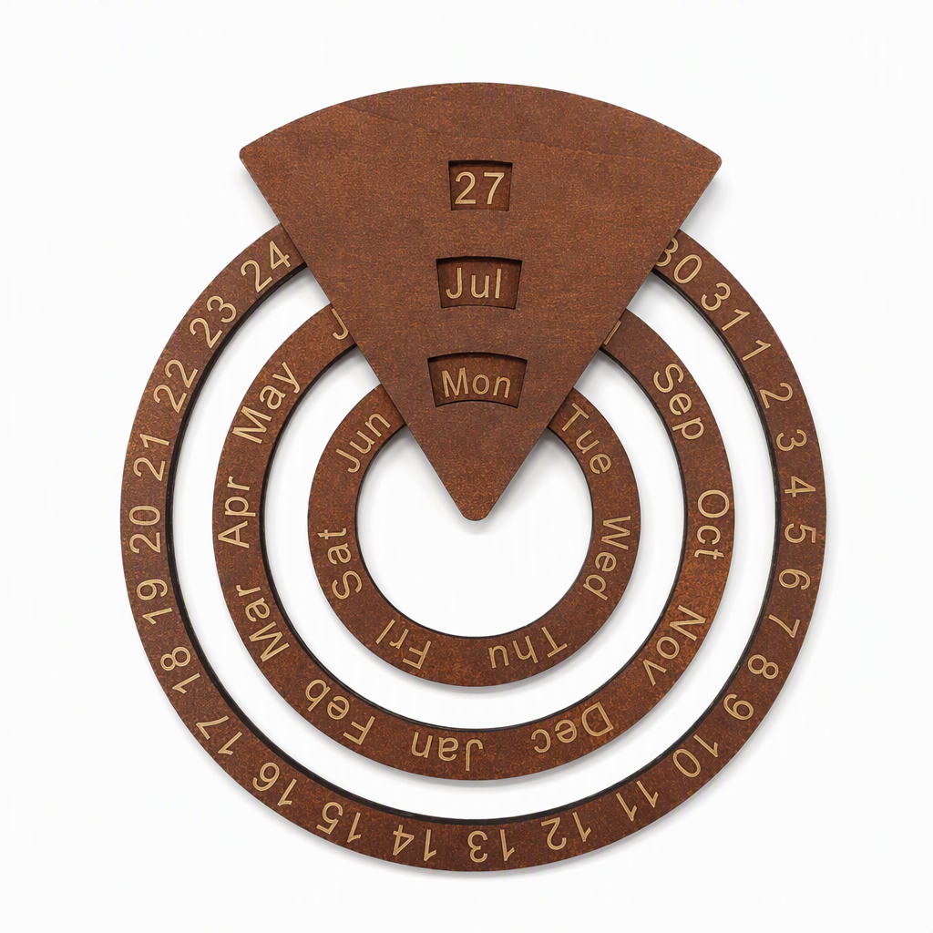 ⏳Offre à durée limitée : -50 %⏰Calendrier perpétuel rotatif en bois (forme circulaire)🪵📅