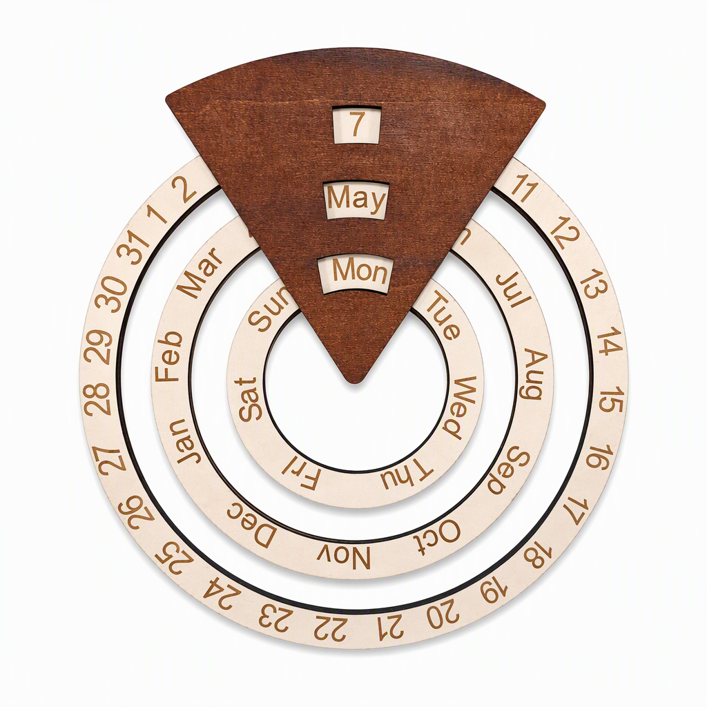 ⏳Offre à durée limitée : -50 %⏰Calendrier perpétuel rotatif en bois (forme circulaire)🪵📅