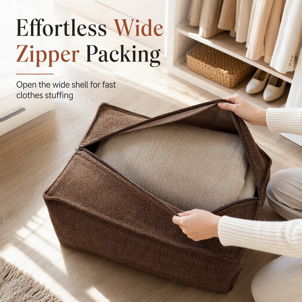 🛋️ PROMO FLASH : 50% DE RÉDUCTION ! Housse de Pouf de Rangement Multifonction – Tissu Polyester Haute Densité, Zip XXL & Charge 100 kg for Convertir Couettes et Oreillers en Siège Confortable ✨