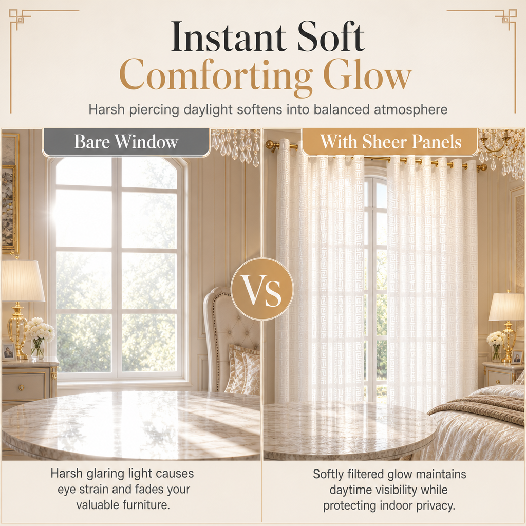 ⏳🔥50 % DE RÉDUCTION POUR UNE DURÉE LIMITÉE ! ⏰✨ Rideau transparent en jacquard géométrique – Filtrant la lumière, élégant, résistant 🕊️