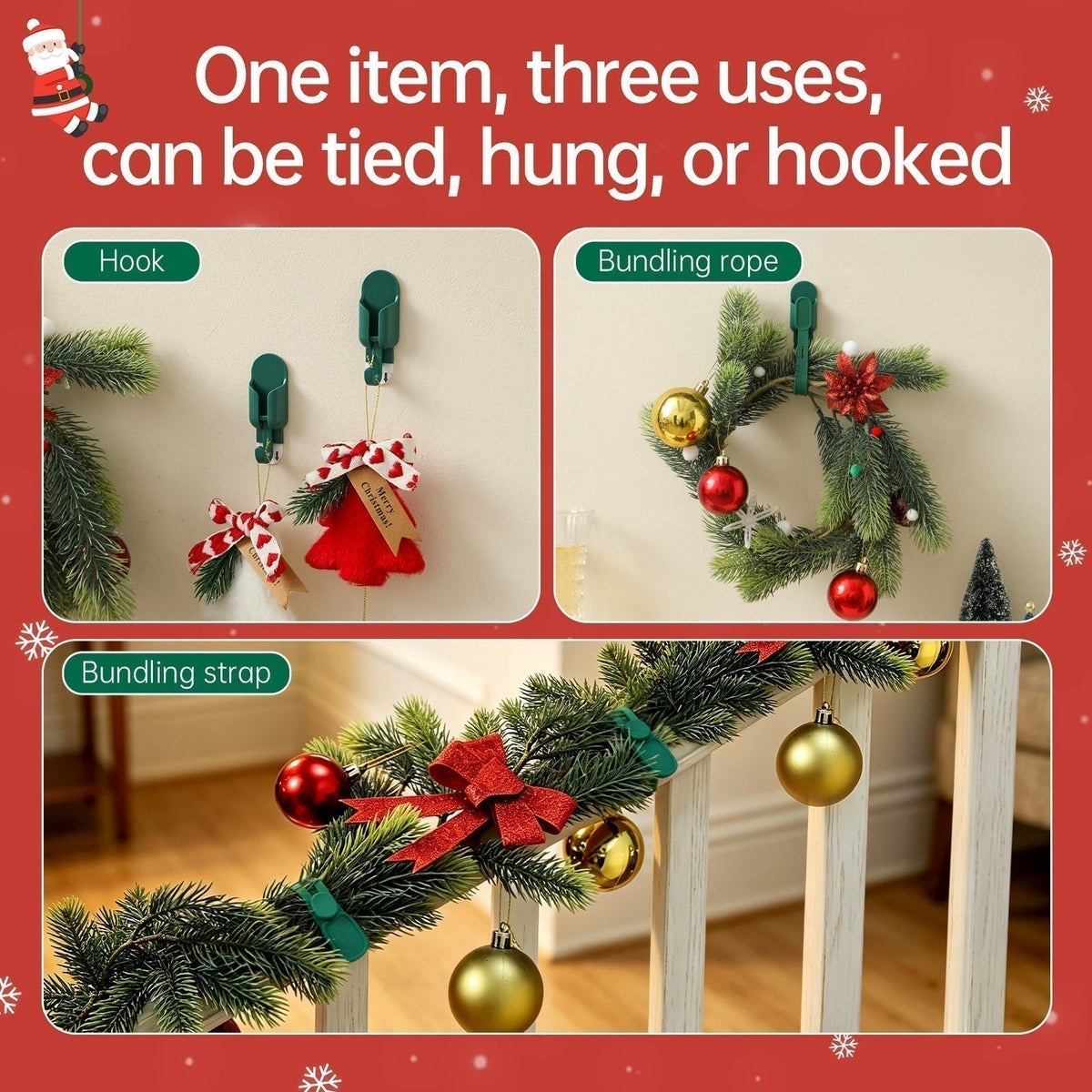 📢📢50 % DE RÉDUCTION !! ⏰ Attaches et crochets en silicone pour couronnes de Noël (lot de 5) – Fixez vos couronnes et guirlandes en toute simplicité🎅