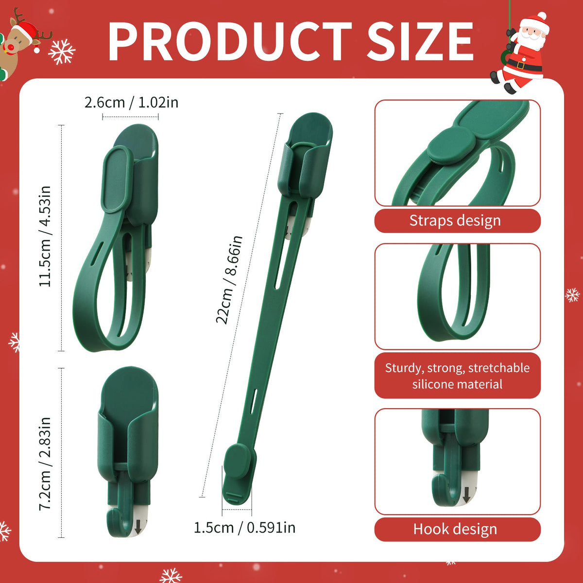 📢📢50 % DE RÉDUCTION !! ⏰ Attaches et crochets en silicone pour couronnes de Noël (lot de 5) – Fixez vos couronnes et guirlandes en toute simplicité🎅