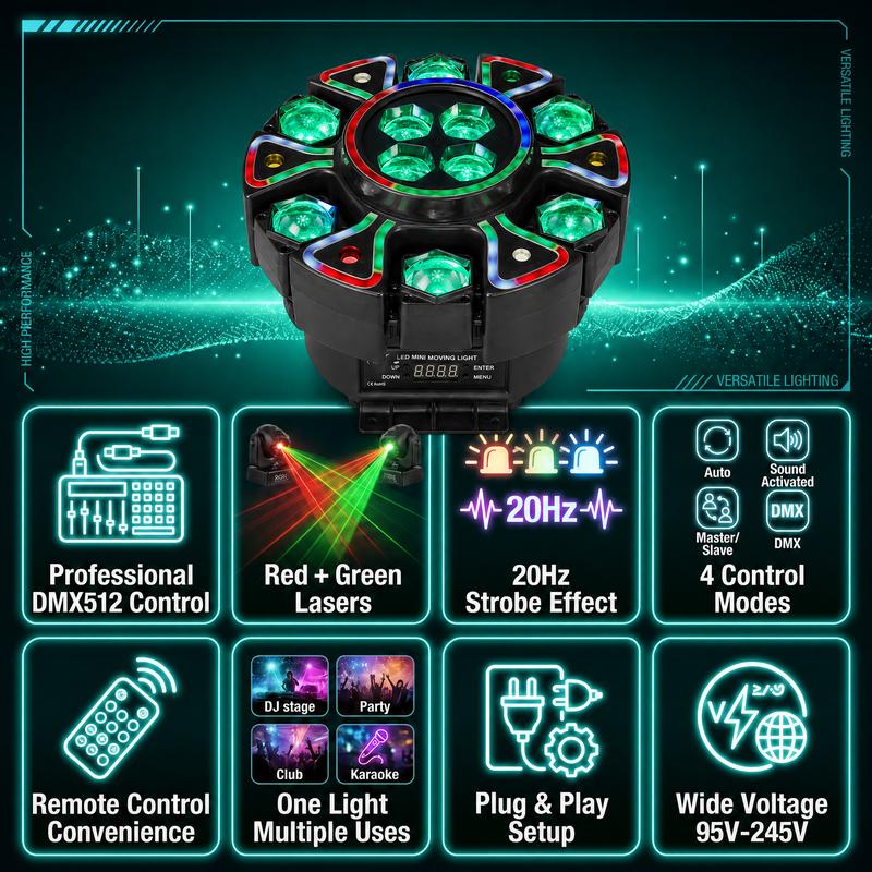 ⏳Offre spéciale à durée limitée⏰Projecteur de scène « Bee-Eye » RGBW rotatif avec télécommande