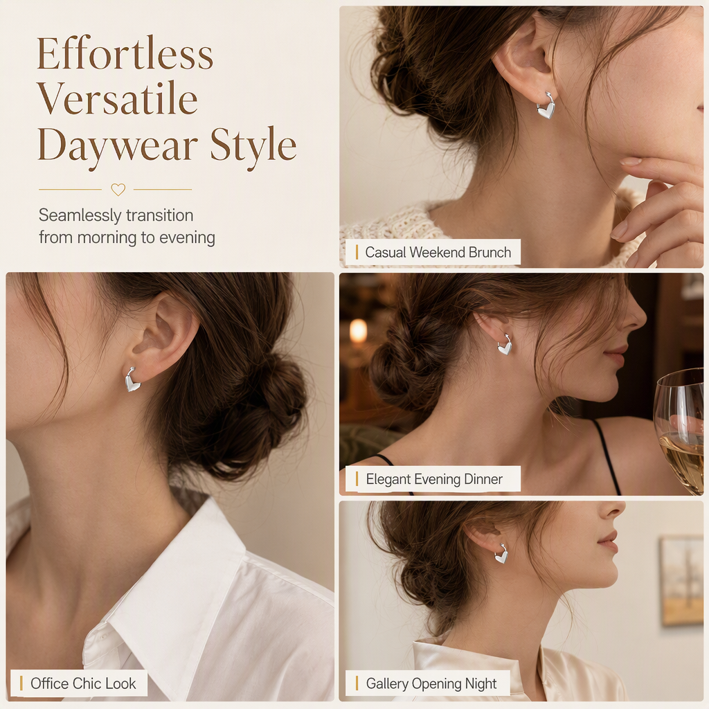 💕 50% DE RÉDUCTION! ✨ Petites créoles cœur – Finition lisse & style français ✨