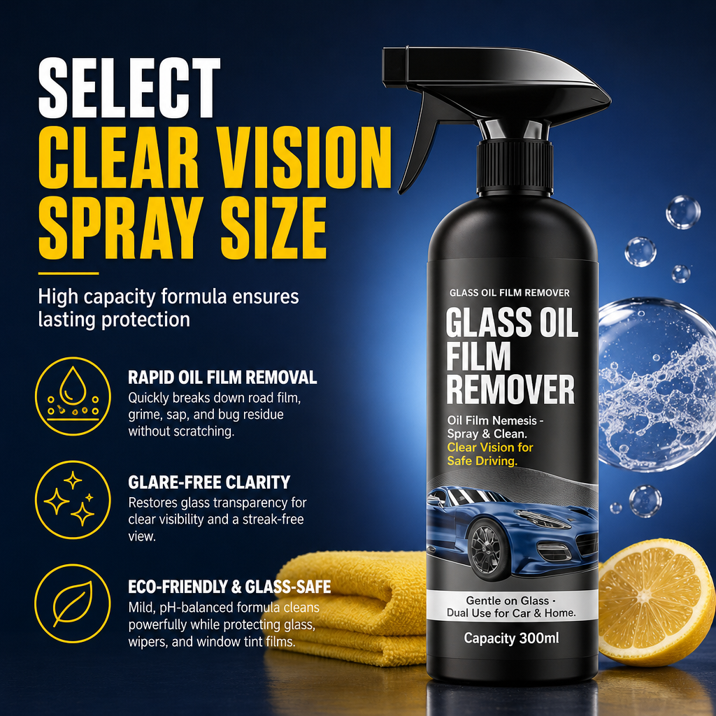 🚗💧 PROMO FLASH : 50% DE RÉDUCTION ! Spray Nettoyant Anti-Film d'Huile pour Pare-Brise 300 ml – Dégraissant Puissant & Anti-Éblouissement for une Visibilité Cristalline de Jour Comme de Nuit ✨