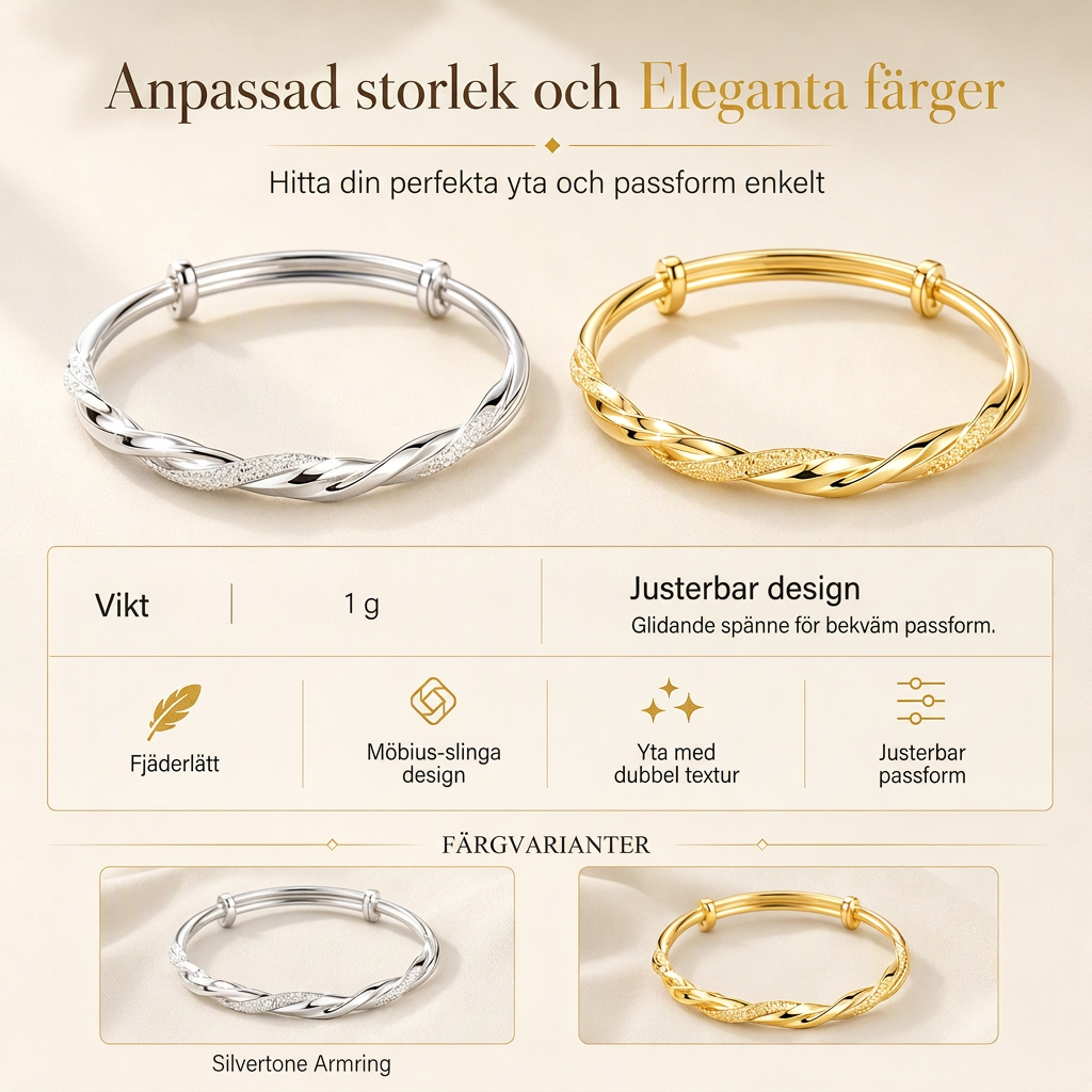 🌀 50 % DE RÉDUCTION ! 🌟 Bracelet infini torsadé de type Möbius – fermoir coulissant et ajustable en douceur & double texture au fini brillant haut de gamme 💫