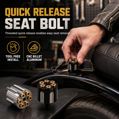 🏍️ Offre Limitée -50% ⚙️ Vis de Selle Moto CNC à Démontage Rapide — Sans Outil ✨