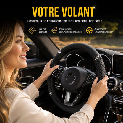 🚗 50% DE RÉDUCTION! ✨ Housse de volant en strass – Scintillante & luxueuse ✨